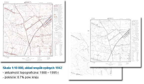 Skala 1:10000, układ współrzędnych 1942