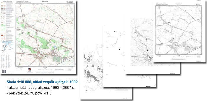 Skala 1:10000, układ współrzędnych 1992