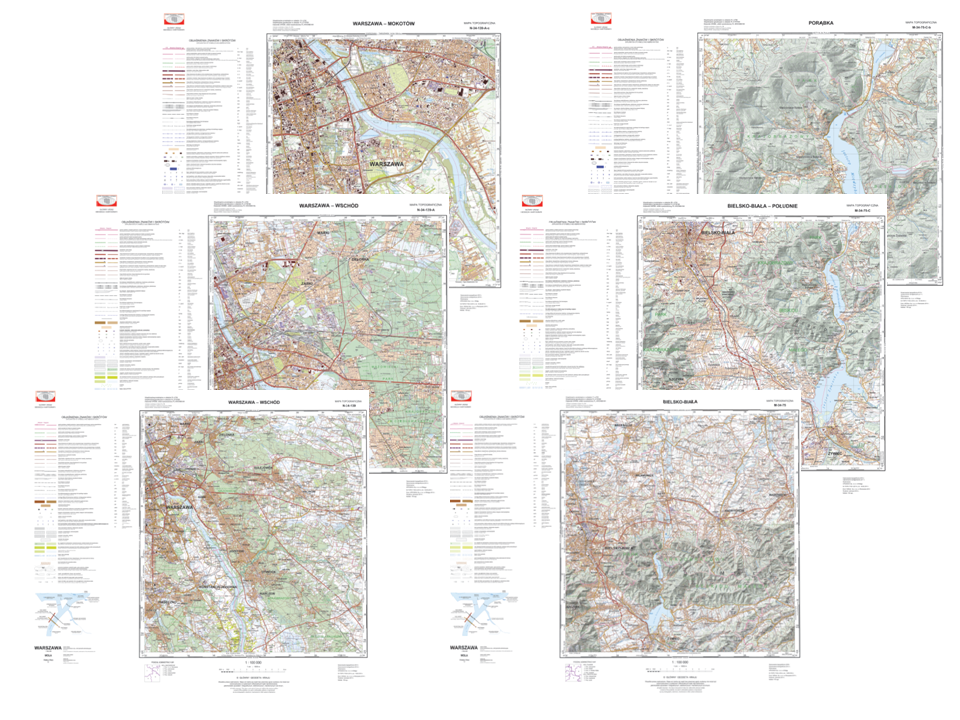 Wybrane arkusze map topograficznych nowej generacji