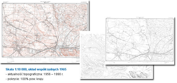 Skala 1:10000, układ współrzędnych 1965