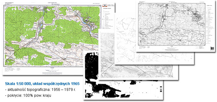 Skala 1:50000, układ współrzędnych 1965