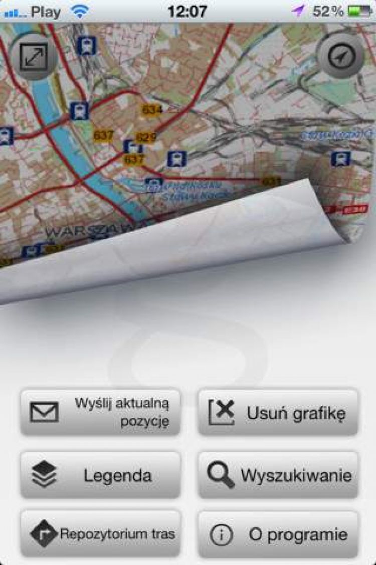 Ekran starowy aplikacji mobilnej dla systemu iOS